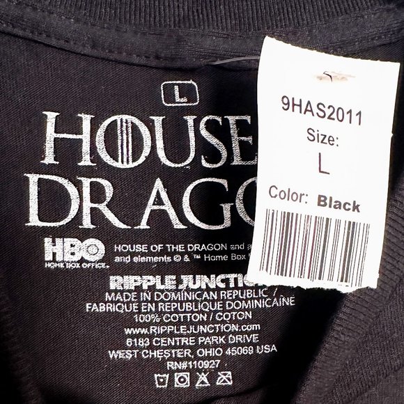 RIPPLE JUNCTION House of the Dragon, Dragon Shield Black T-Shirt Size Large NWT - Picture 3 of 4